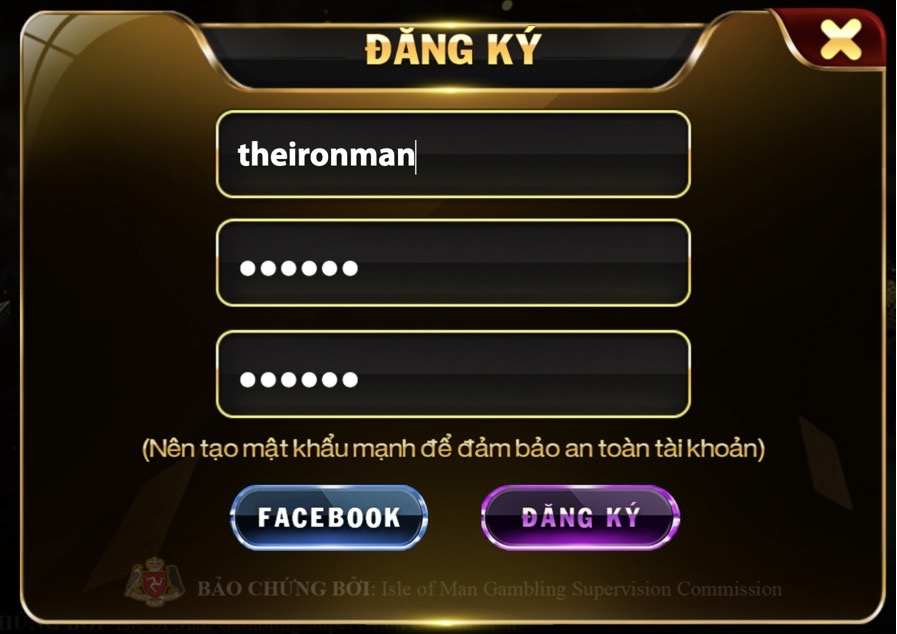 Điền thông tin đăng ký X8